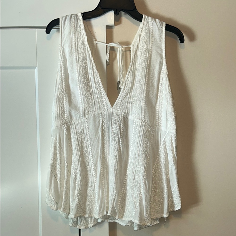 Free People White Lace Tank Top